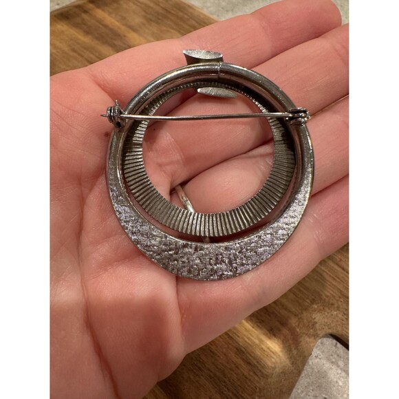 Vintage art deco circle pin silver tone - Picture 2 of 2